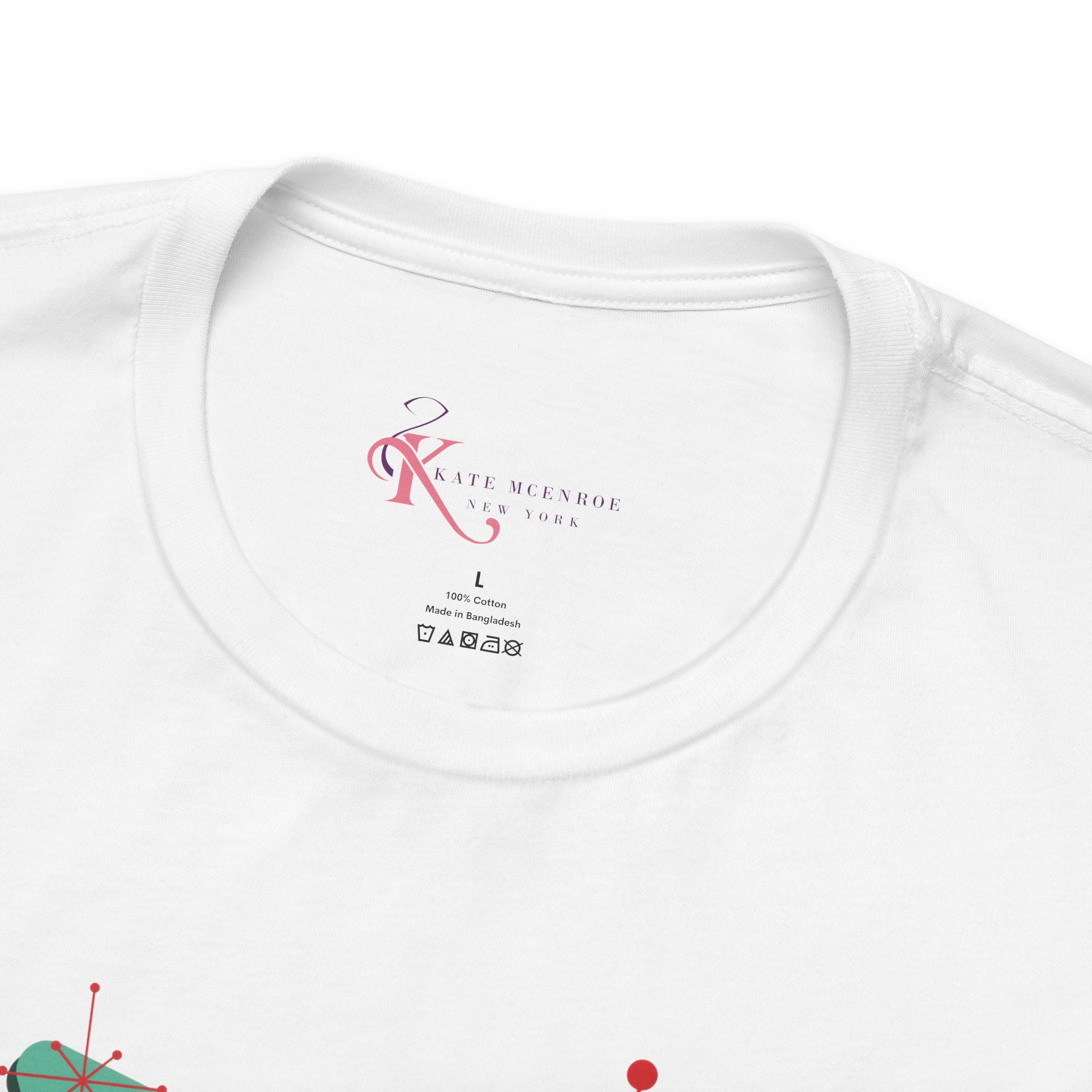 Kate McEnroe New York Retro 50s Kitsch Christmas T-Shirt, Vintage Holiday Style, Mid Century Modern Atomic TeeT-Shirts30192429312894216295