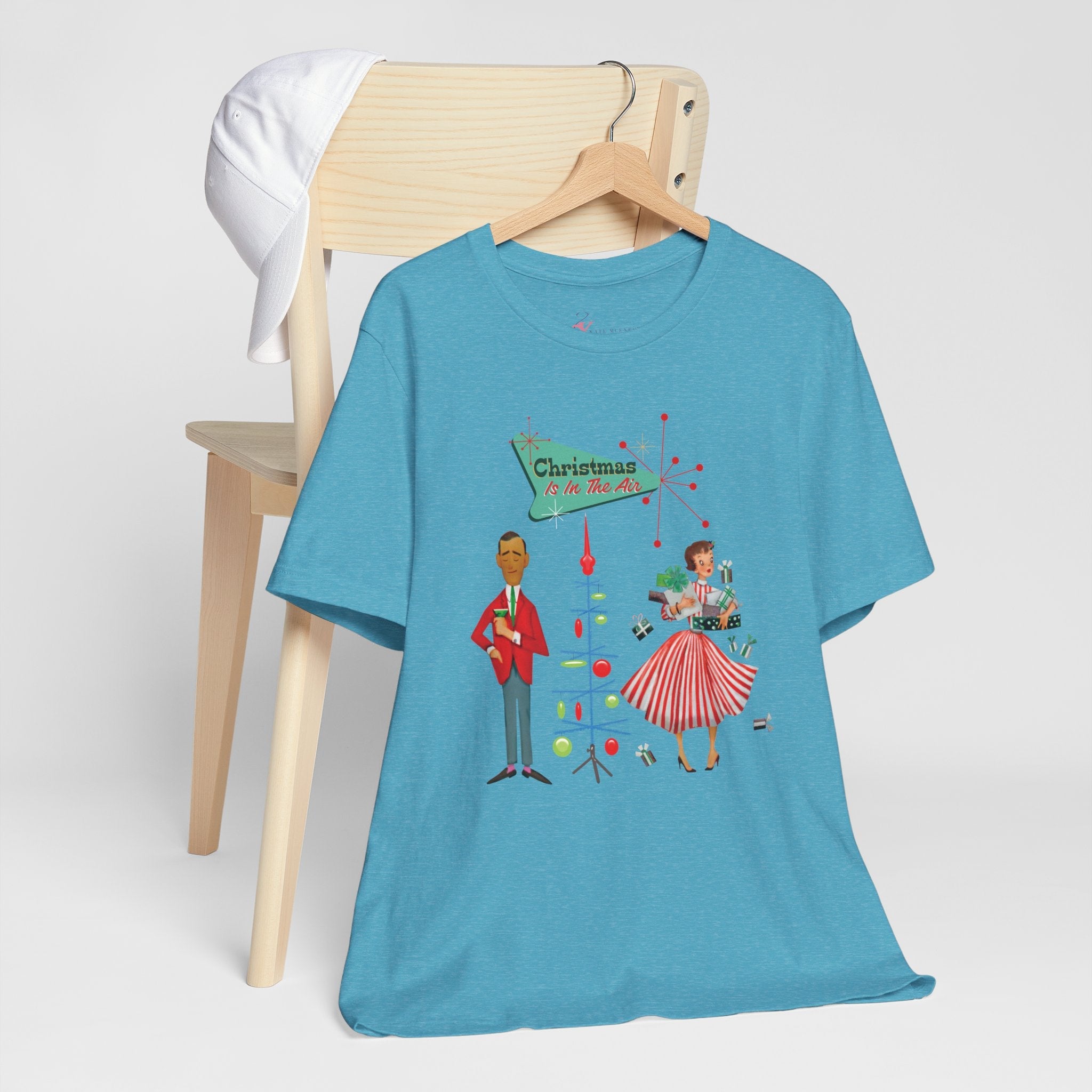 Kate McEnroe New York Retro 50s Kitsch Christmas T-Shirt, Vintage Holiday Style, Mid Century Modern Atomic TeeT-Shirts30192429312894216295