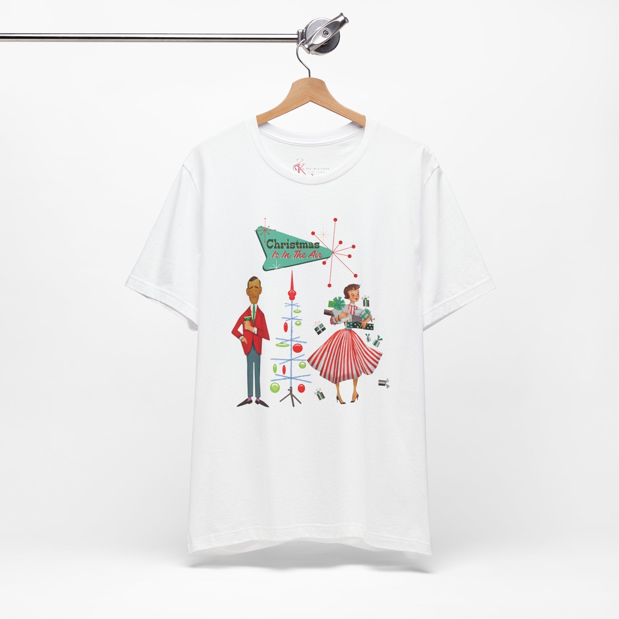 Kate McEnroe New York Retro 50s Kitsch Christmas T-Shirt, Vintage Holiday Style, Mid Century Modern Atomic TeeT-Shirts30192429312894216295