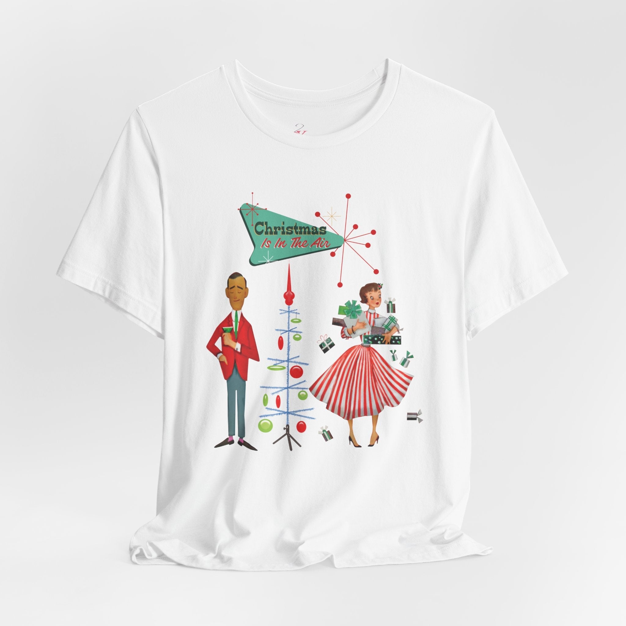 Kate McEnroe New York Retro 50s Kitsch Christmas T-Shirt, Vintage Holiday Style, Mid Century Modern Atomic TeeT-Shirts30192429312894216295