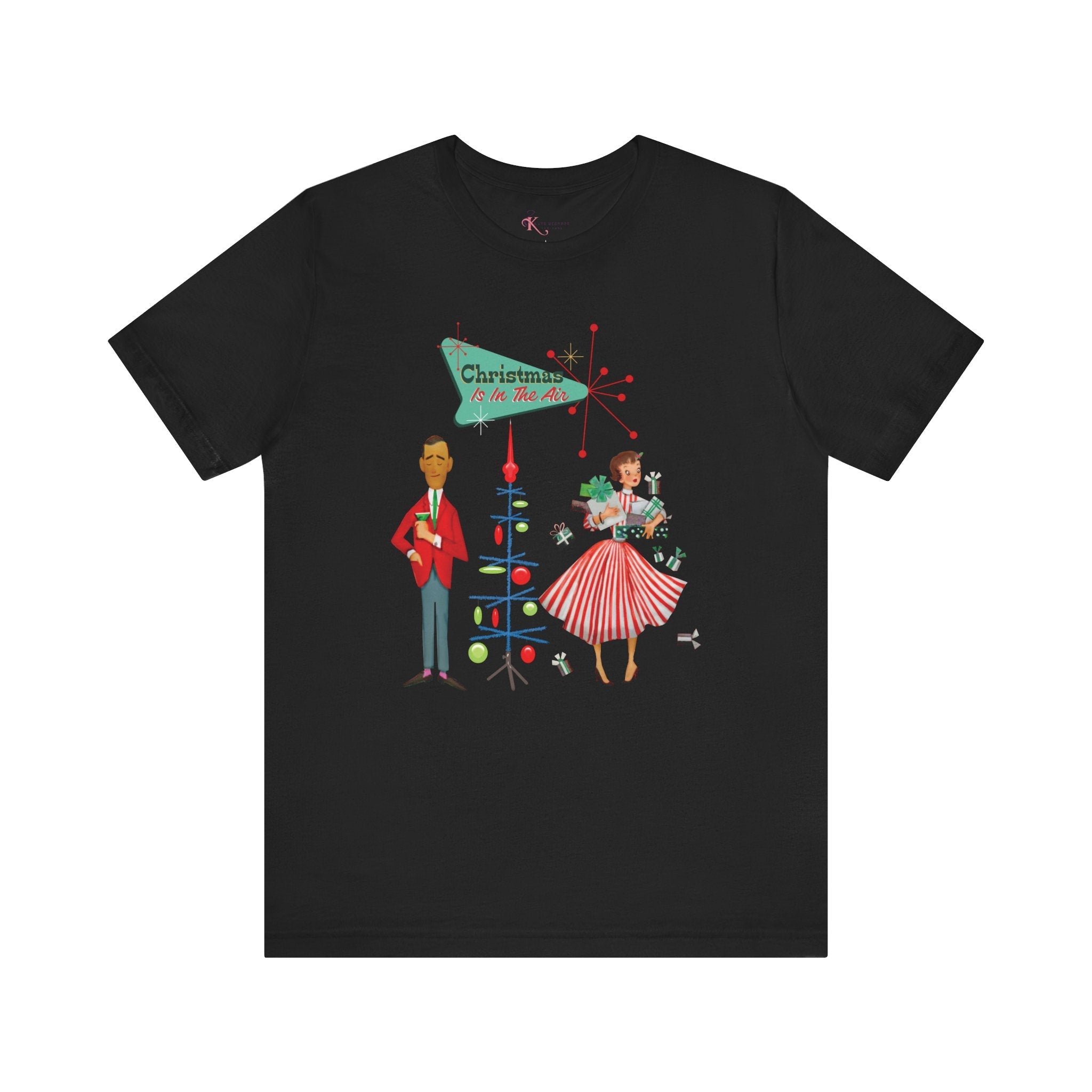 Kate McEnroe New York Retro 50s Kitsch Christmas T-Shirt, Vintage Holiday Style, Mid Century Modern Atomic TeeT-Shirts30192429312894216295