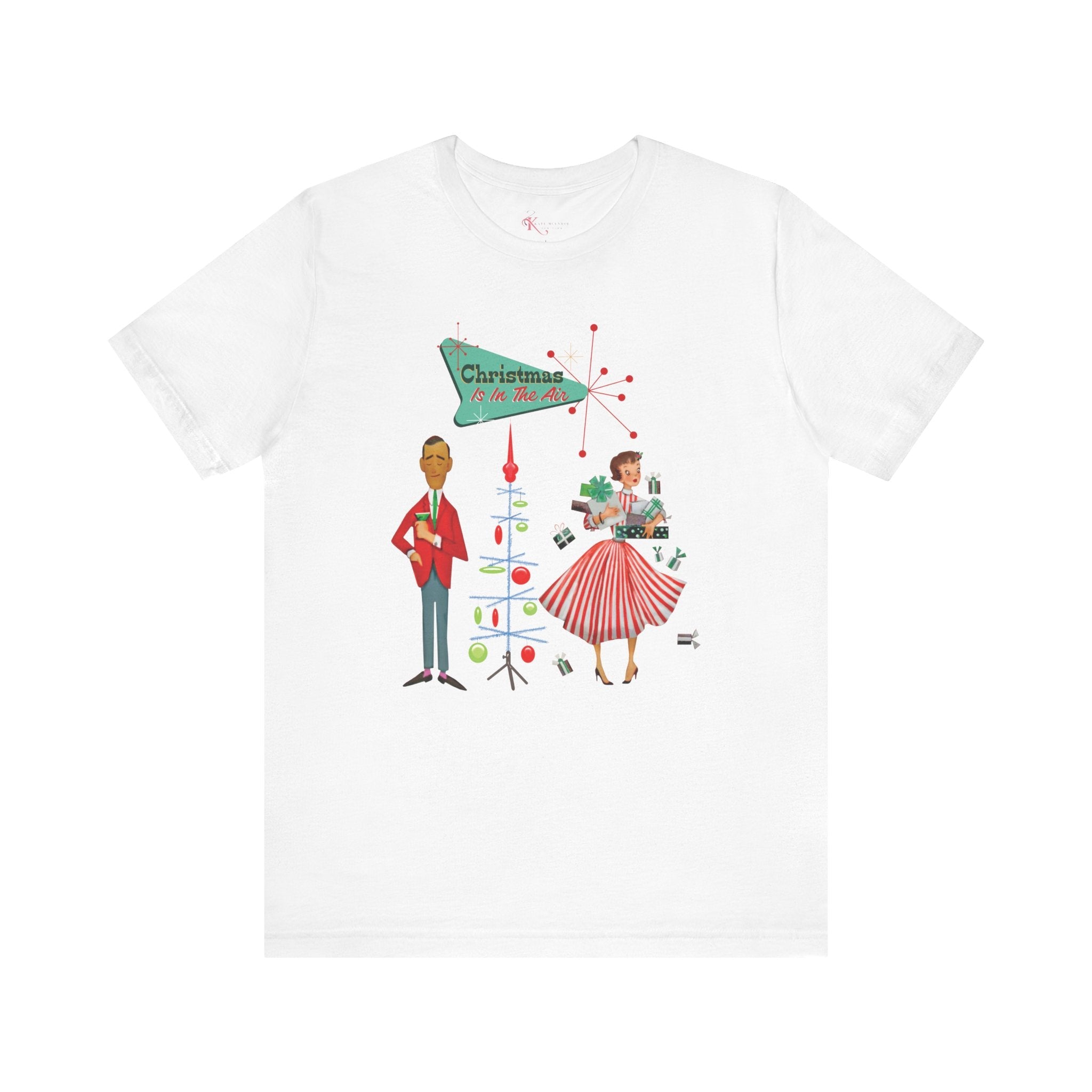 Kate McEnroe New York Retro 50s Kitsch Christmas T-Shirt, Vintage Holiday Style, Mid Century Modern Atomic TeeT-Shirts30192429312894216295