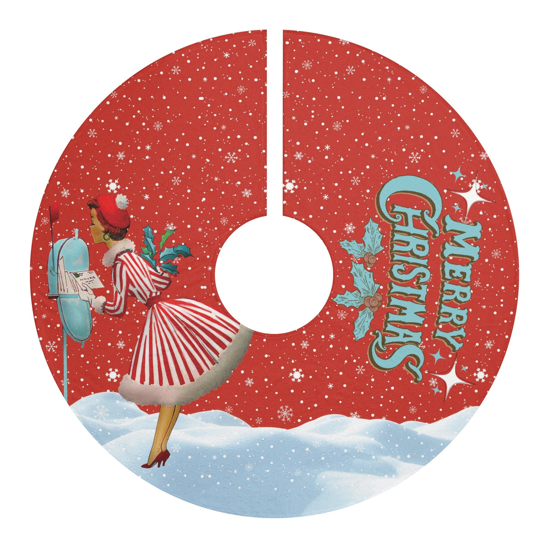 Kate McEnroe New York Retro 50s Kitsch Christmas Tree Skirt, Mid Century Modern Holiday Decor, Vintage Festive Atomic Starburst AccentChristmas Tree Skirts28943688172056391312