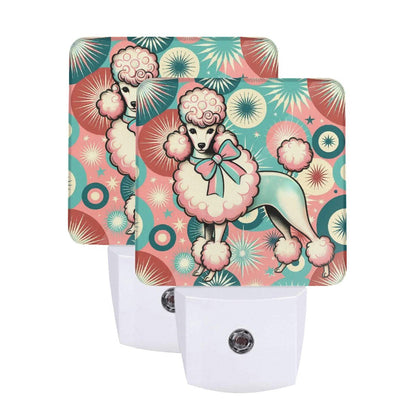 Kate McEnroe New York Retro 50s Kitsch Poodle Mid Century Modern Pink Teal Starburst Night Light SetNight LightsmWS6XbIRs5