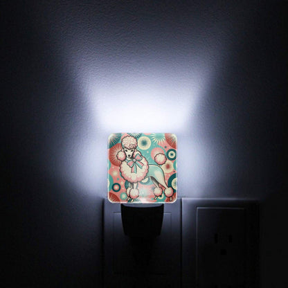 Kate McEnroe New York Retro 50s Kitsch Poodle Mid Century Modern Pink Teal Starburst Night Light SetNight LightsmWS6XbIRs5