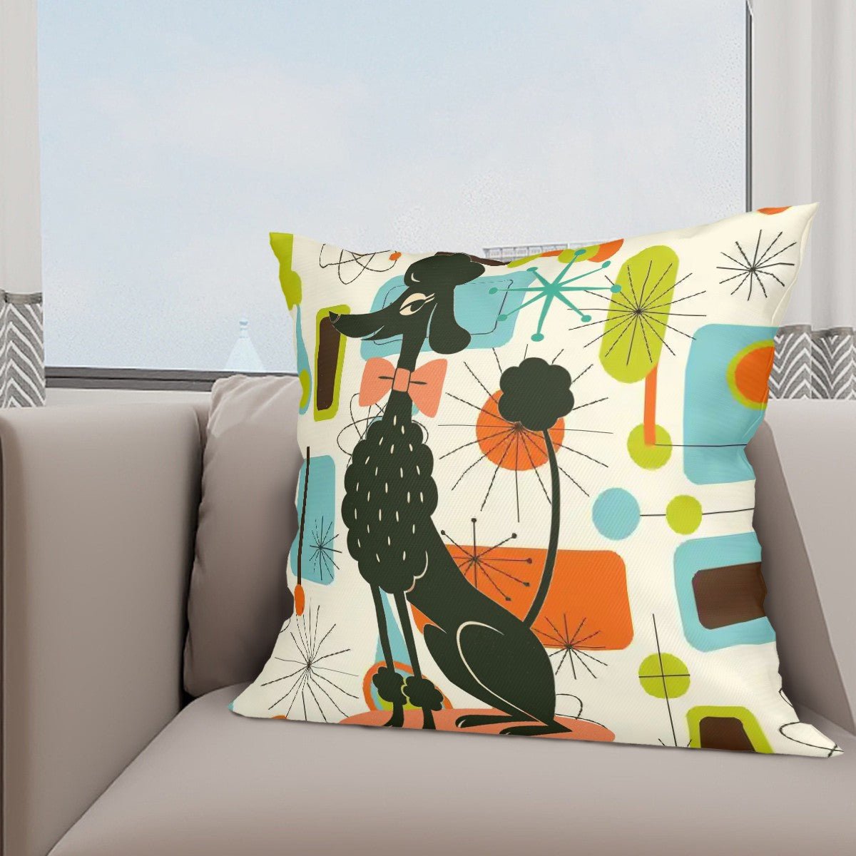 Kate McEnroe New York Retro 50s Kitsch Poodles Pillow Covers Set, Mid Century Modern Starburst AccentThrow Pillow CoversjTGP4qmFUi