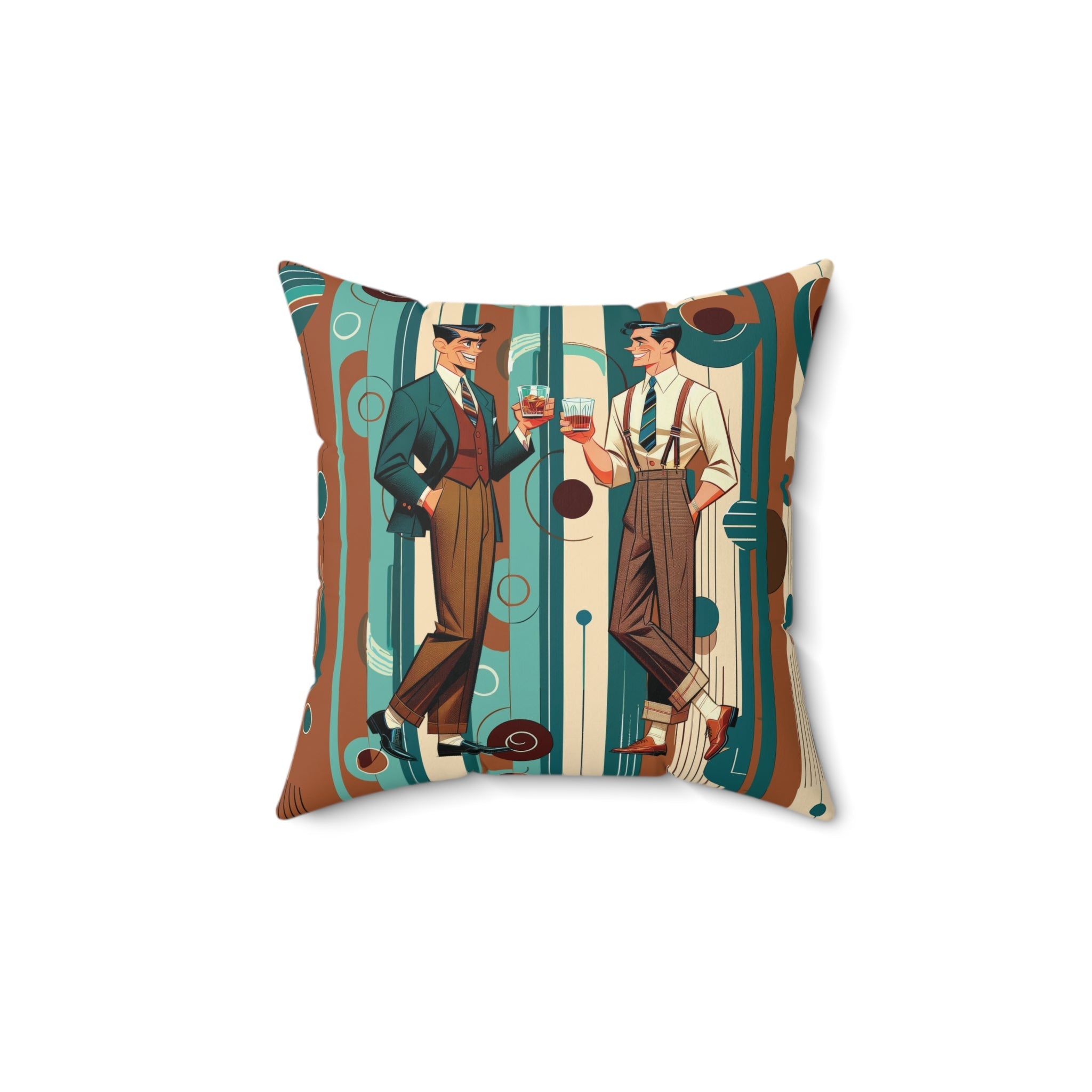 Kate McEnroe New York Retro 50s Lounge Gents Mid Century Modern Dapper Dudes Throw PillowThrow Pillows13849763221170281237