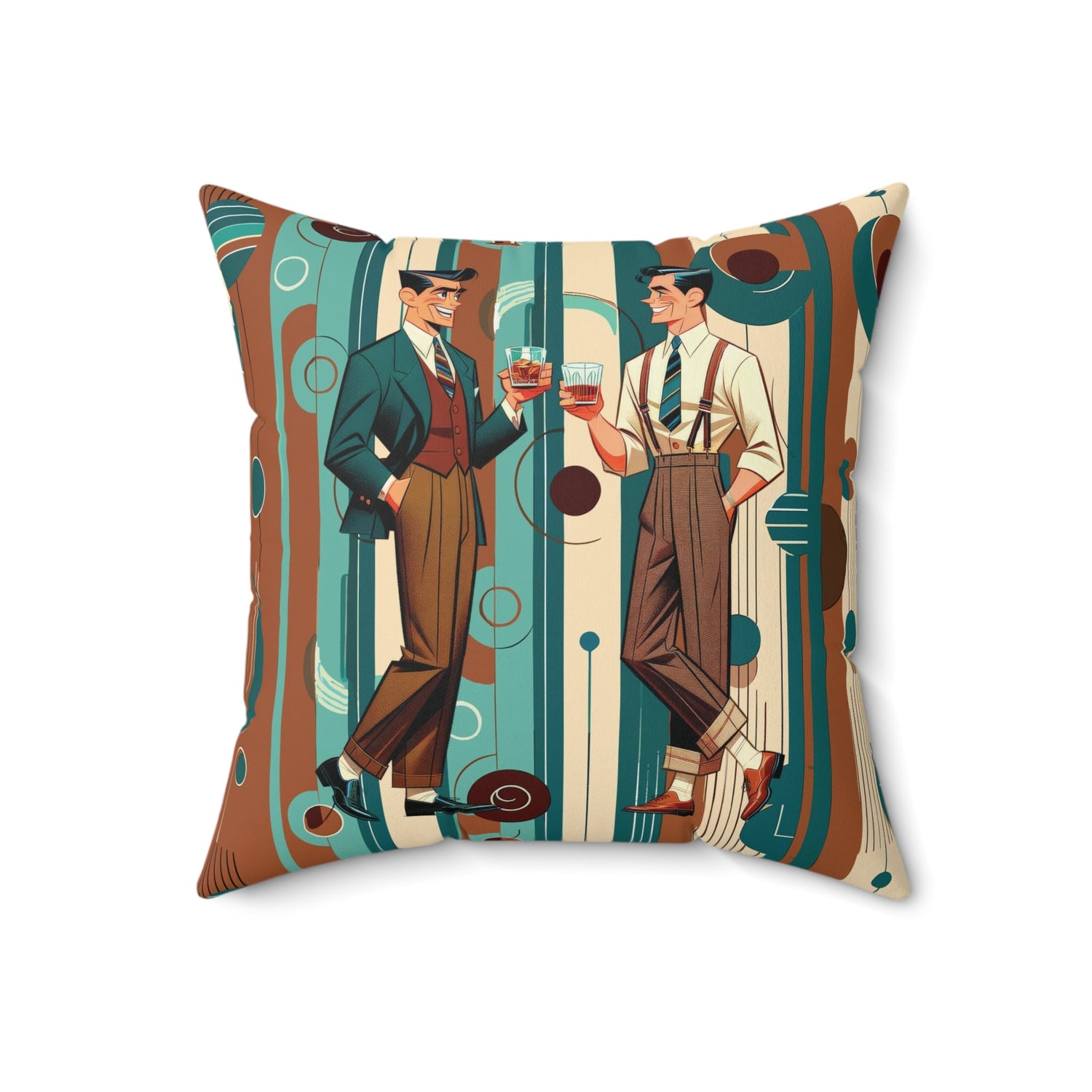 Kate McEnroe New York Retro 50s Lounge Gents Mid Century Modern Dapper Dudes Throw PillowThrow Pillows24943786843476604525