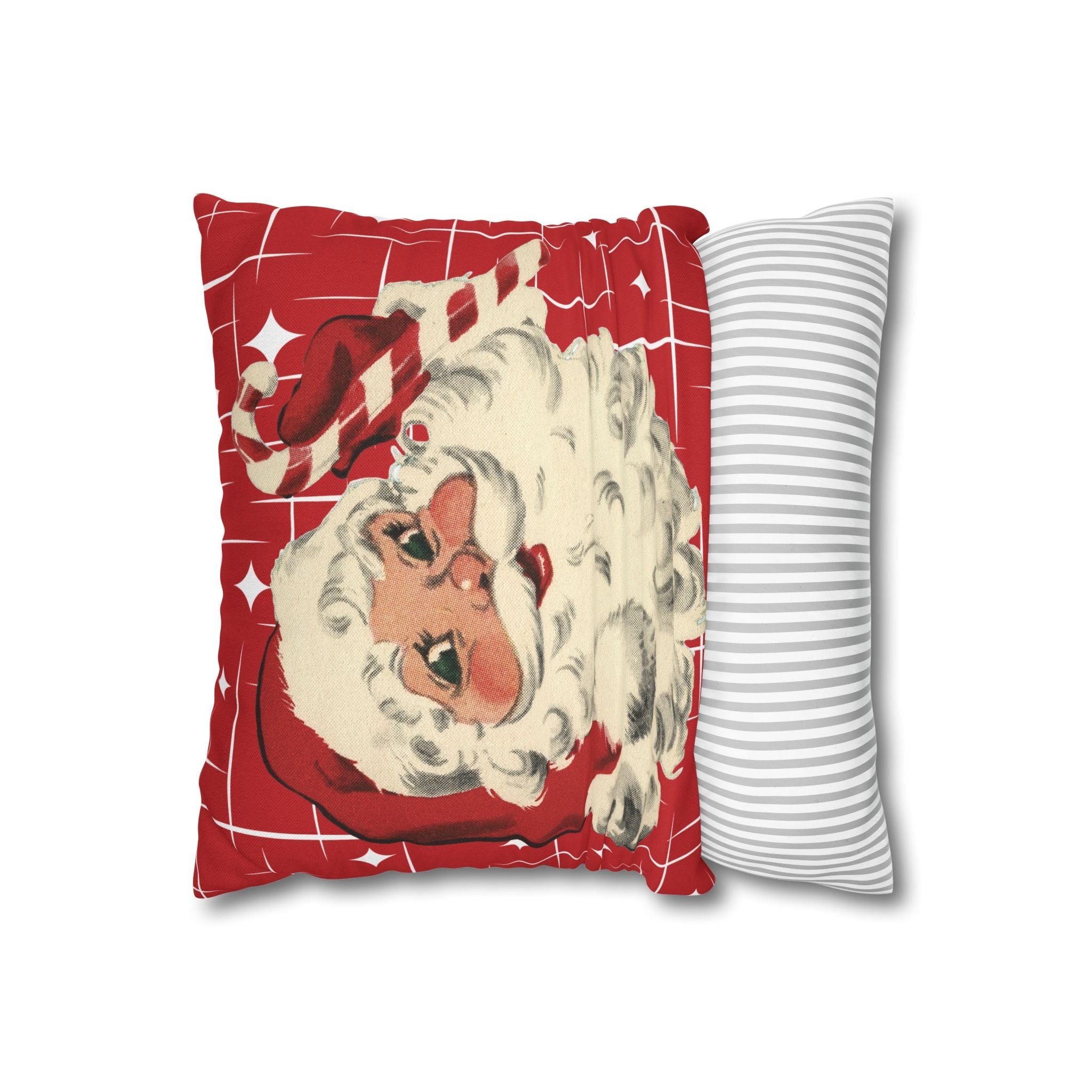 Kate McEnroe New York Retro 50s Santa Throw Pillow Cover, Mid Century Christmas Kitsch AccentThrow Pillow Covers16030949872601180356
