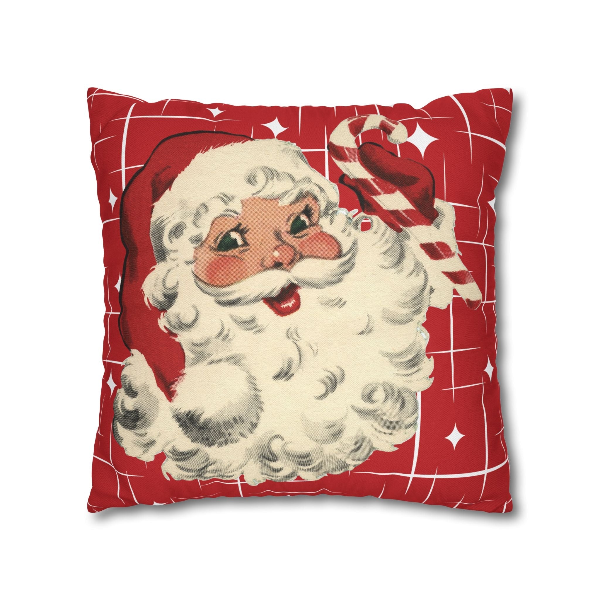 Kate McEnroe New York Retro 50s Santa Throw Pillow Cover, Mid Century Christmas Kitsch AccentThrow Pillow Covers16030949872601180356