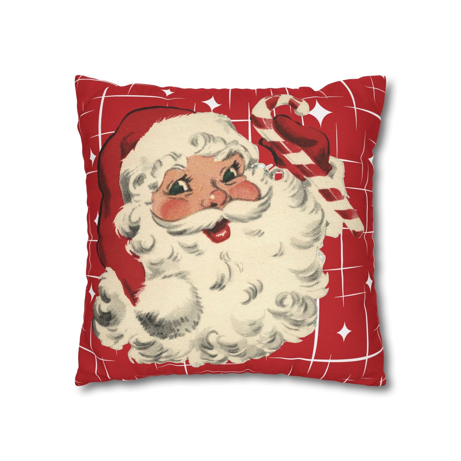 Kate McEnroe New York Retro 50s Santa Throw Pillow Cover, Mid Century Christmas Kitsch AccentThrow Pillow Covers16030949872601180356