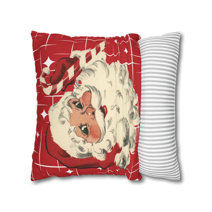 Kate McEnroe New York Retro 50s Santa Throw Pillow Cover, Mid Century Christmas Kitsch AccentThrow Pillow Covers16030949872601180356