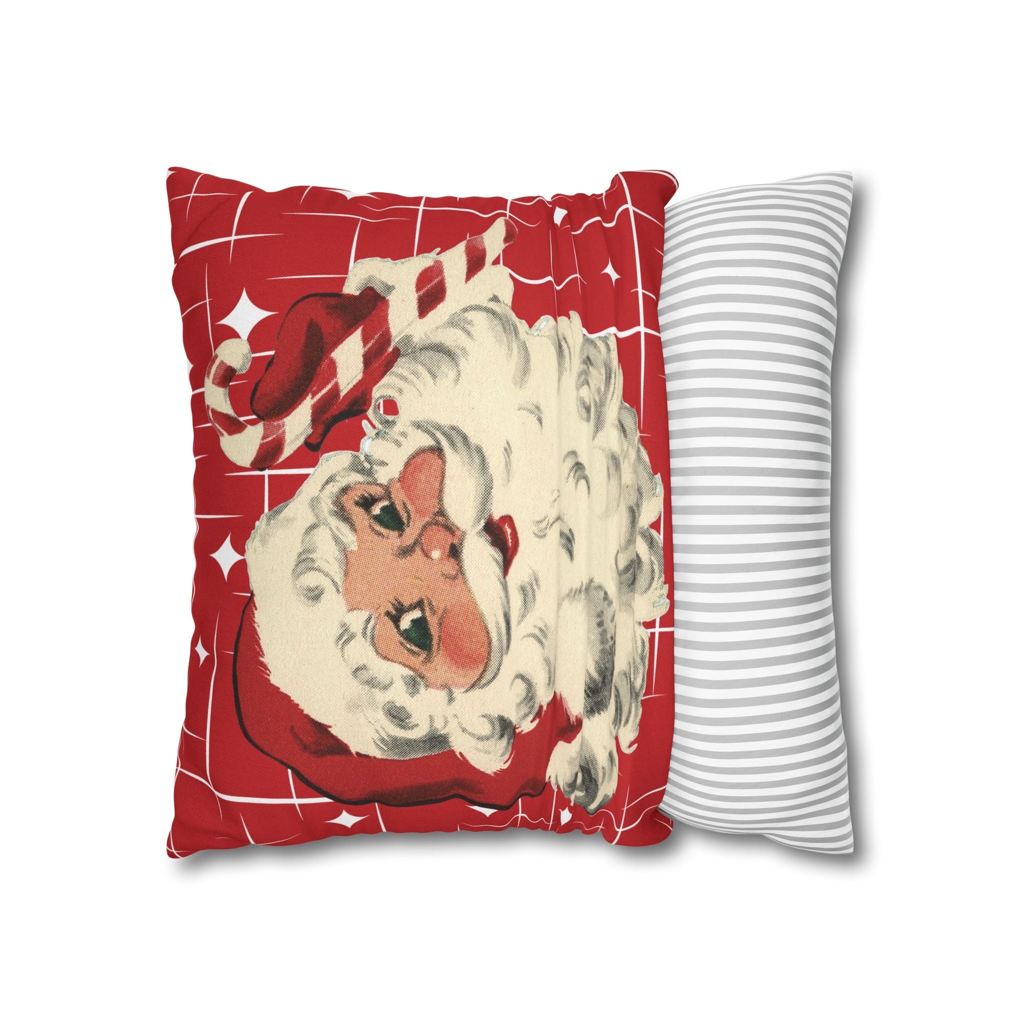 Kate McEnroe New York Retro 50s Santa Throw Pillow Cover, Mid Century Christmas Kitsch AccentThrow Pillow Covers16030949872601180356