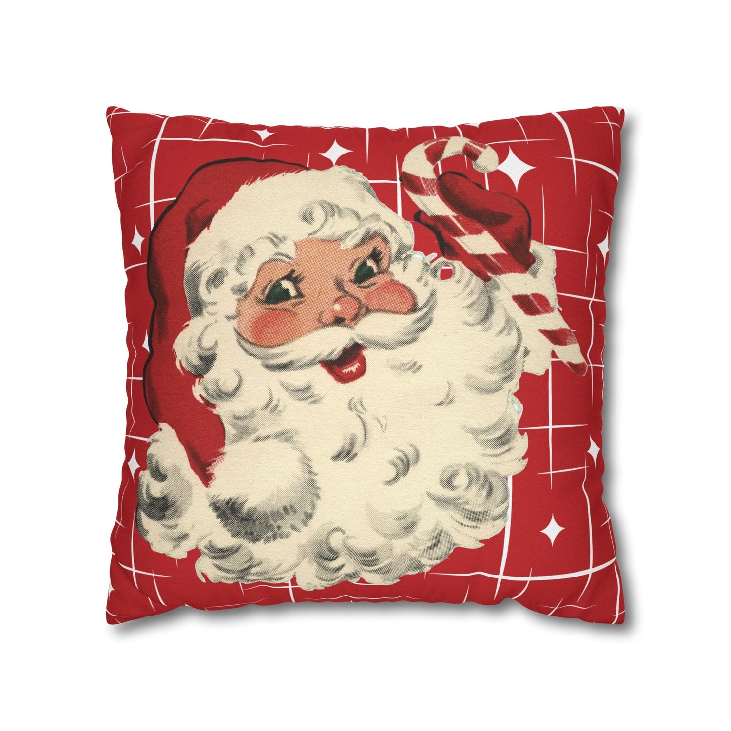 Kate McEnroe New York Retro 50s Santa Throw Pillow Cover, Mid Century Christmas Kitsch AccentThrow Pillow Covers16030949872601180356