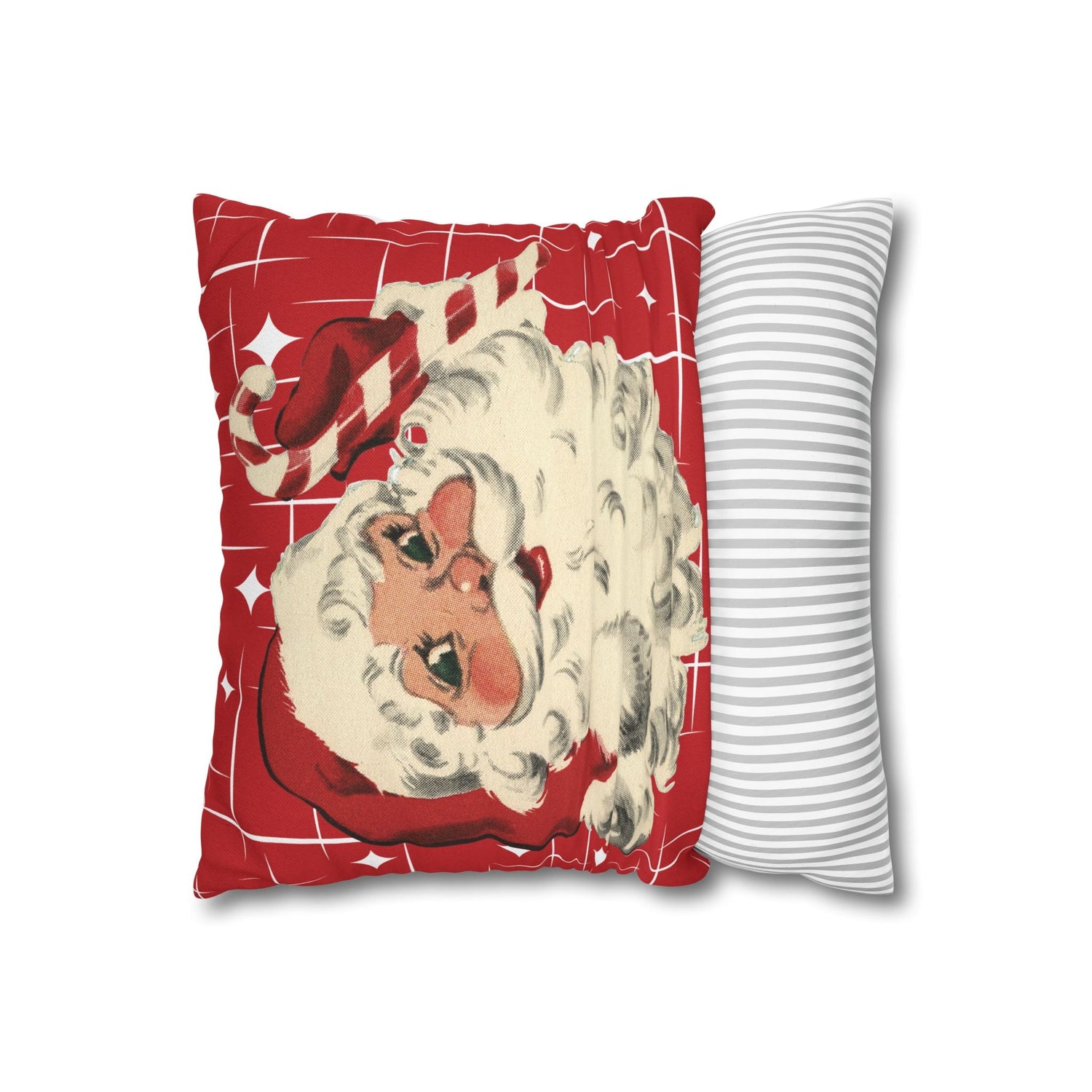 Kate McEnroe New York Retro 50s Santa Throw Pillow Cover, Mid Century Christmas Kitsch AccentThrow Pillow Covers16030949872601180356