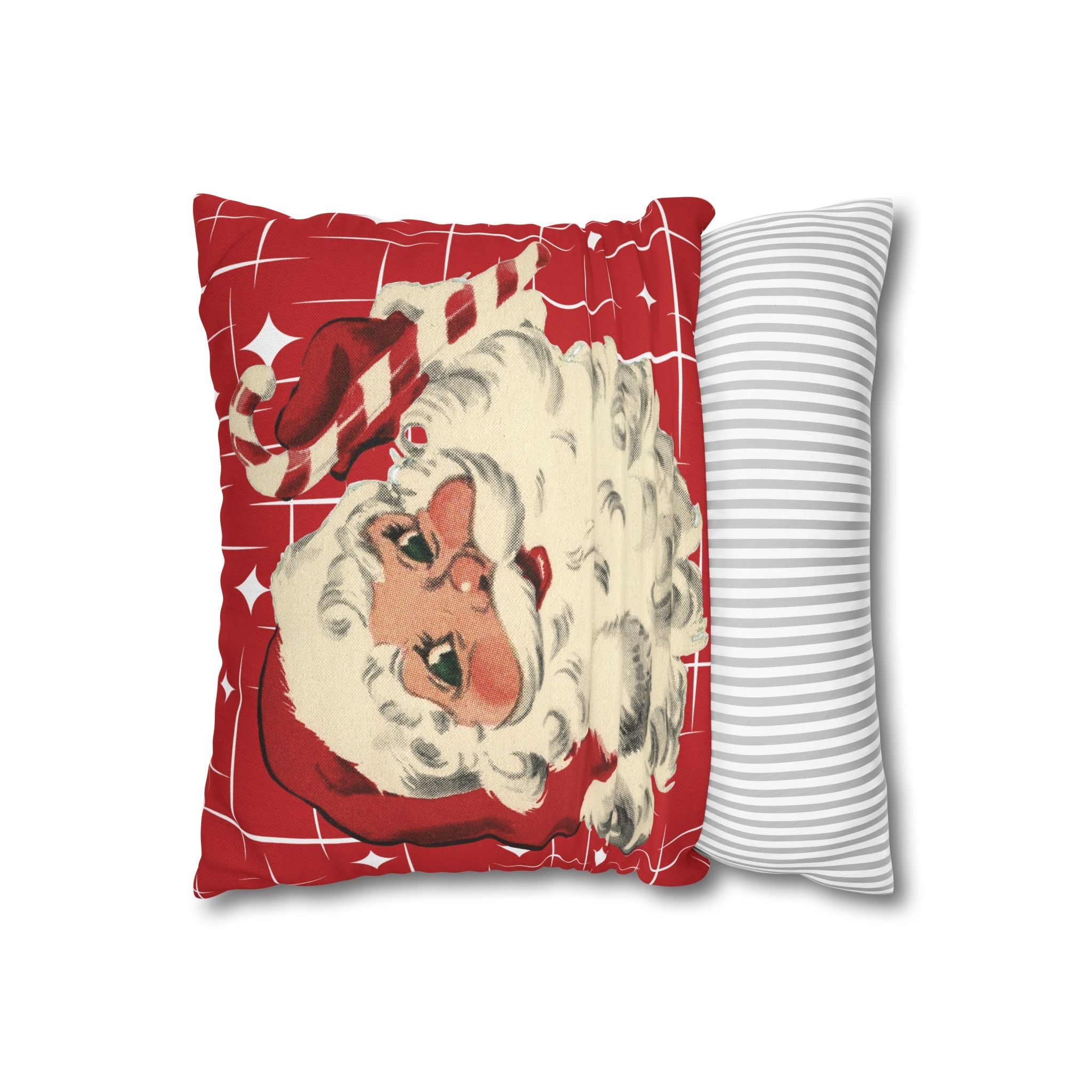 Kate McEnroe New York Retro 50s Santa Throw Pillow Cover, Mid Century Christmas Kitsch AccentThrow Pillow Covers16030949872601180356