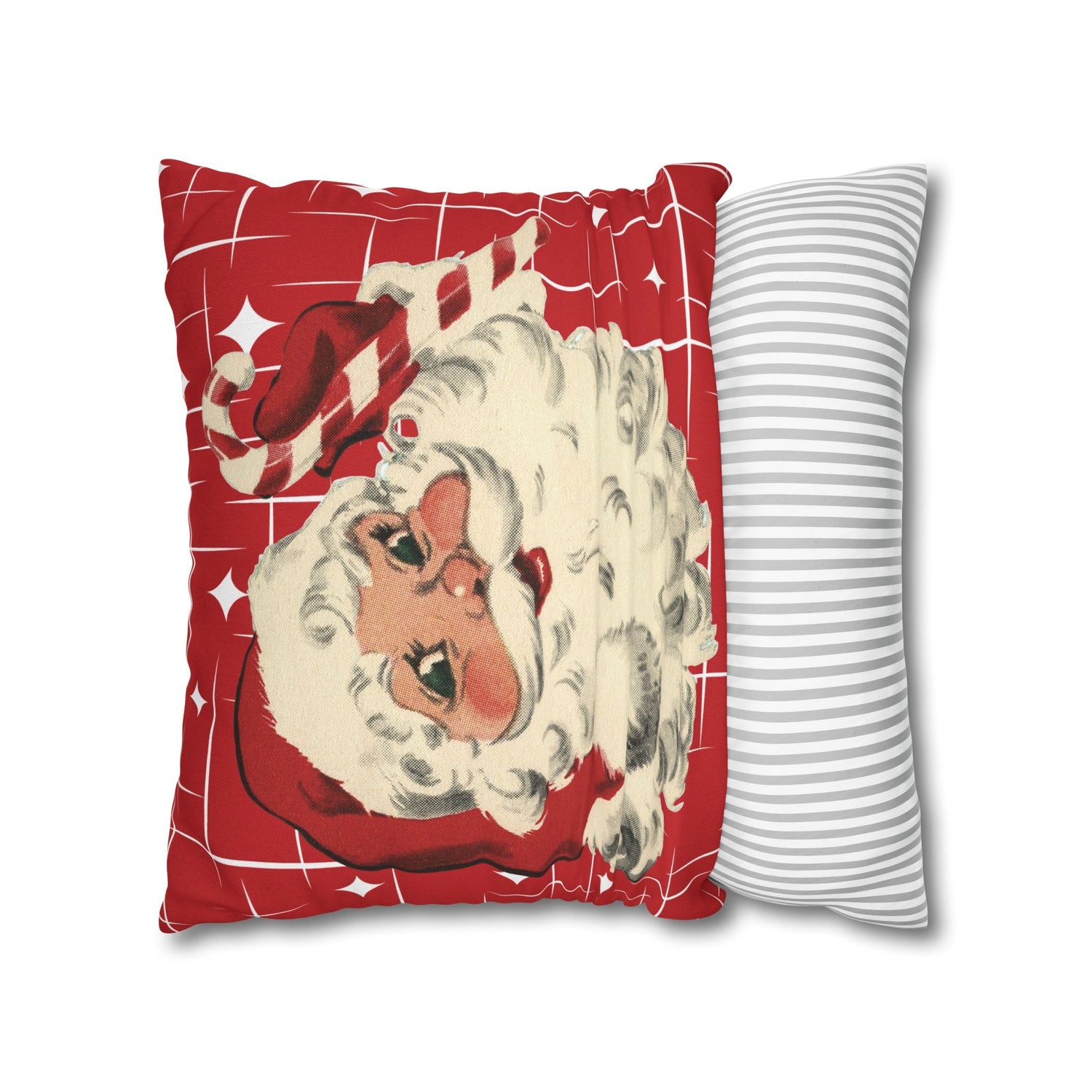 Kate McEnroe New York Retro 50s Santa Throw Pillow Cover, Mid Century Christmas Kitsch AccentThrow Pillow Covers16030949872601180356