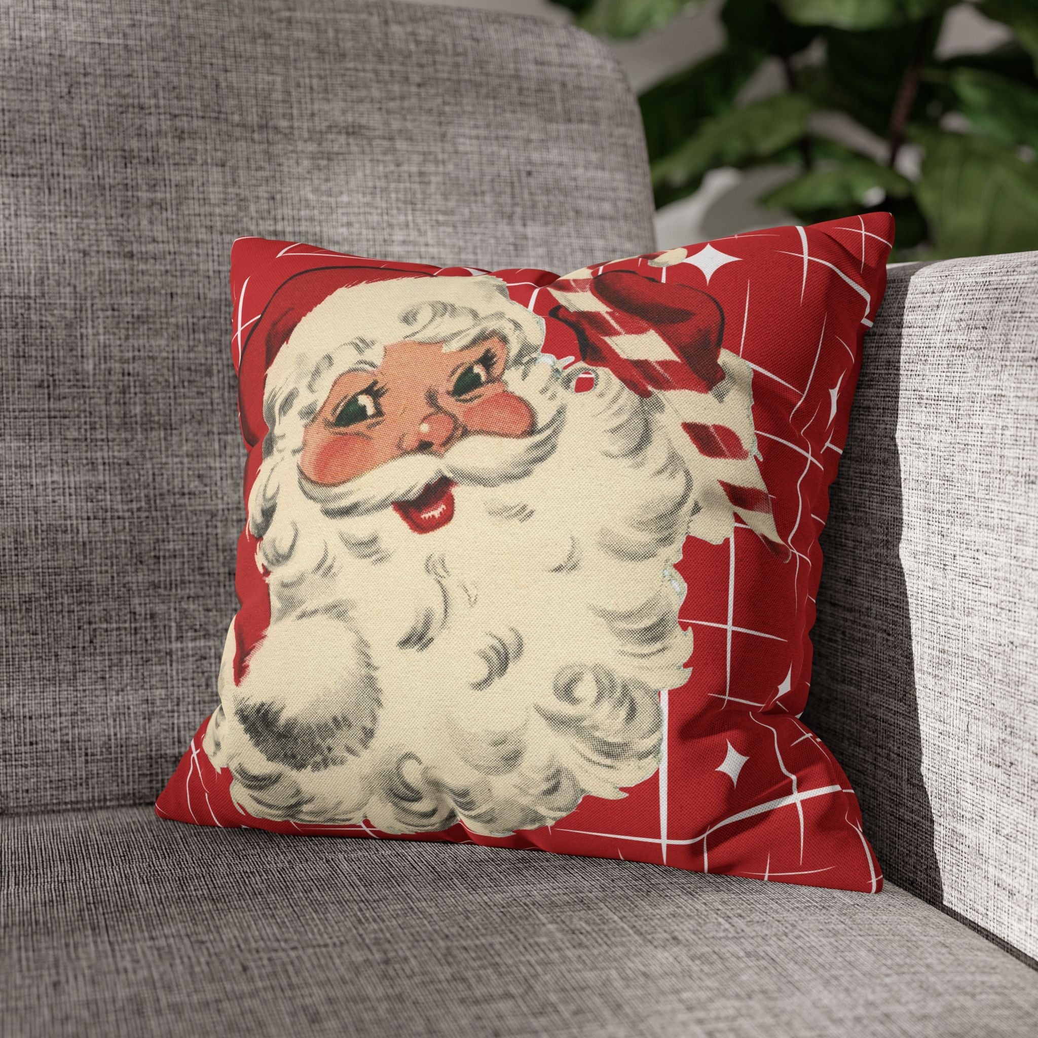 Kate McEnroe New York Retro 50s Santa Throw Pillow Cover, Mid Century Christmas Kitsch AccentThrow Pillow Covers16030949872601180356