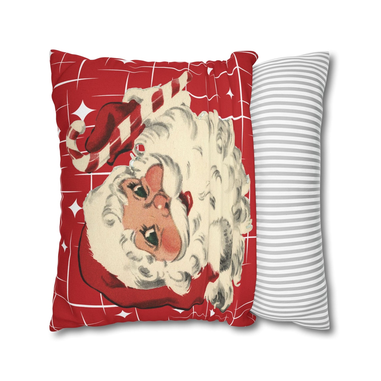 Kate McEnroe New York Retro 50s Santa Throw Pillow Cover, Mid Century Christmas Kitsch AccentThrow Pillow Covers16030949872601180356