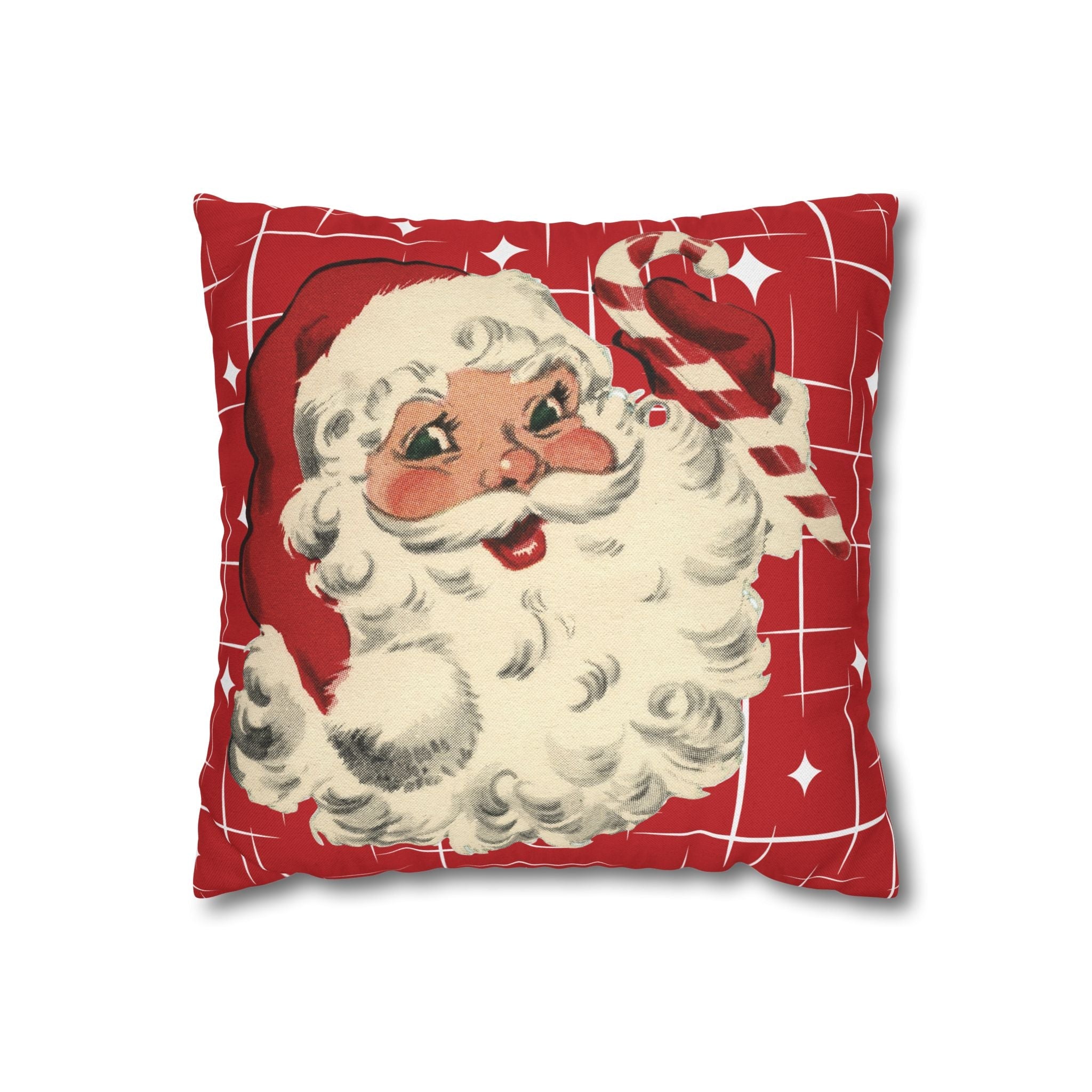 Kate McEnroe New York Retro 50s Santa Throw Pillow Cover, Mid Century Christmas Kitsch AccentThrow Pillow Covers23138455397221543261