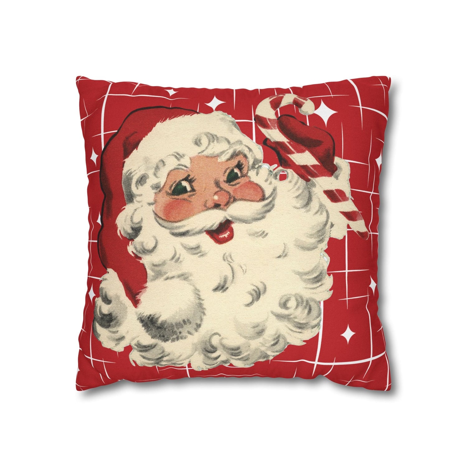Kate McEnroe New York Retro 50s Santa Throw Pillow Cover, Mid Century Christmas Kitsch AccentThrow Pillow Covers59379368957104934352