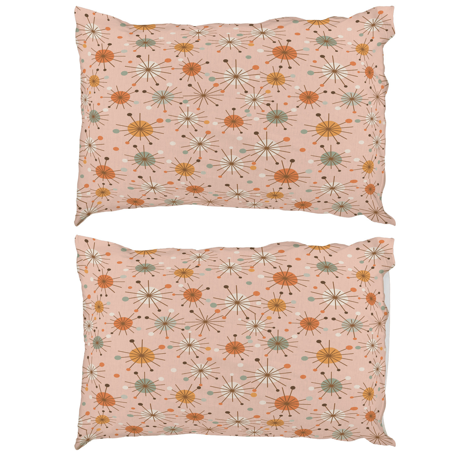 Kate McEnroe New York Retro 50s Starburst Pillowcase, Mid Century Modern Pink MCM BeddingPillowcases1250