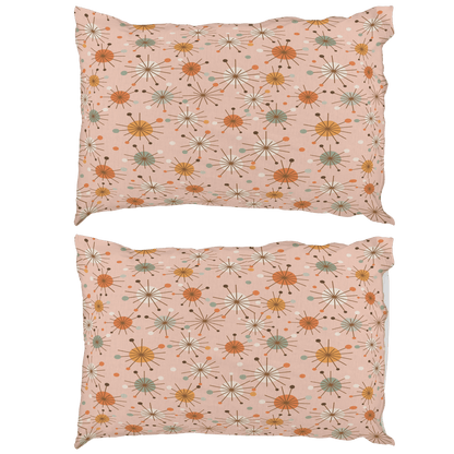 Kate McEnroe New York Retro 50s Starburst Pillowcase, Mid Century Modern Pink MCM BeddingPillowcases1250