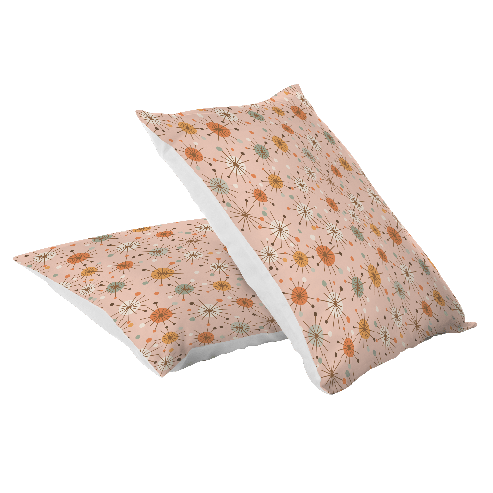 Kate McEnroe New York Retro 50s Starburst Pillowcase, Mid Century Modern Pink MCM BeddingPillowcases1250