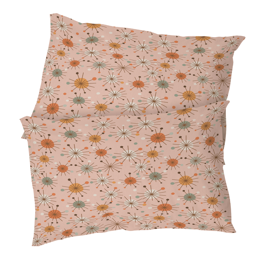 Kate McEnroe New York Retro 50s Starburst Pillowcase, Mid Century Modern Pink MCM BeddingPillowcases1250