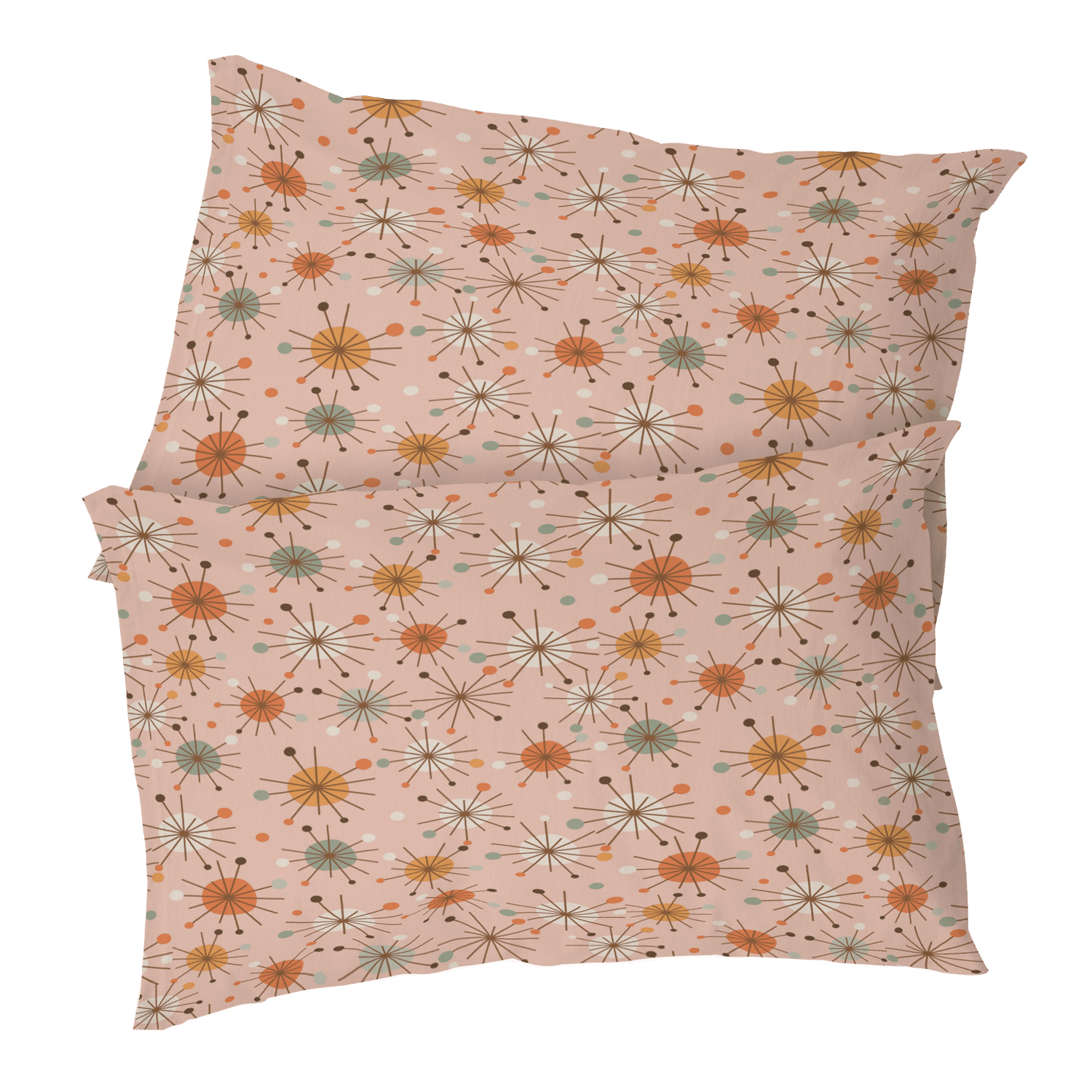 Kate McEnroe New York Retro 50s Starburst Pillowcase, Mid Century Modern Pink MCM BeddingPillowcases1250