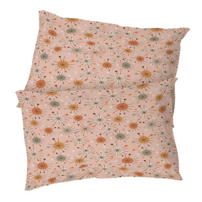 Kate McEnroe New York Retro 50s Starburst Pillowcase, Mid Century Modern Pink MCM BeddingPillowcases1250