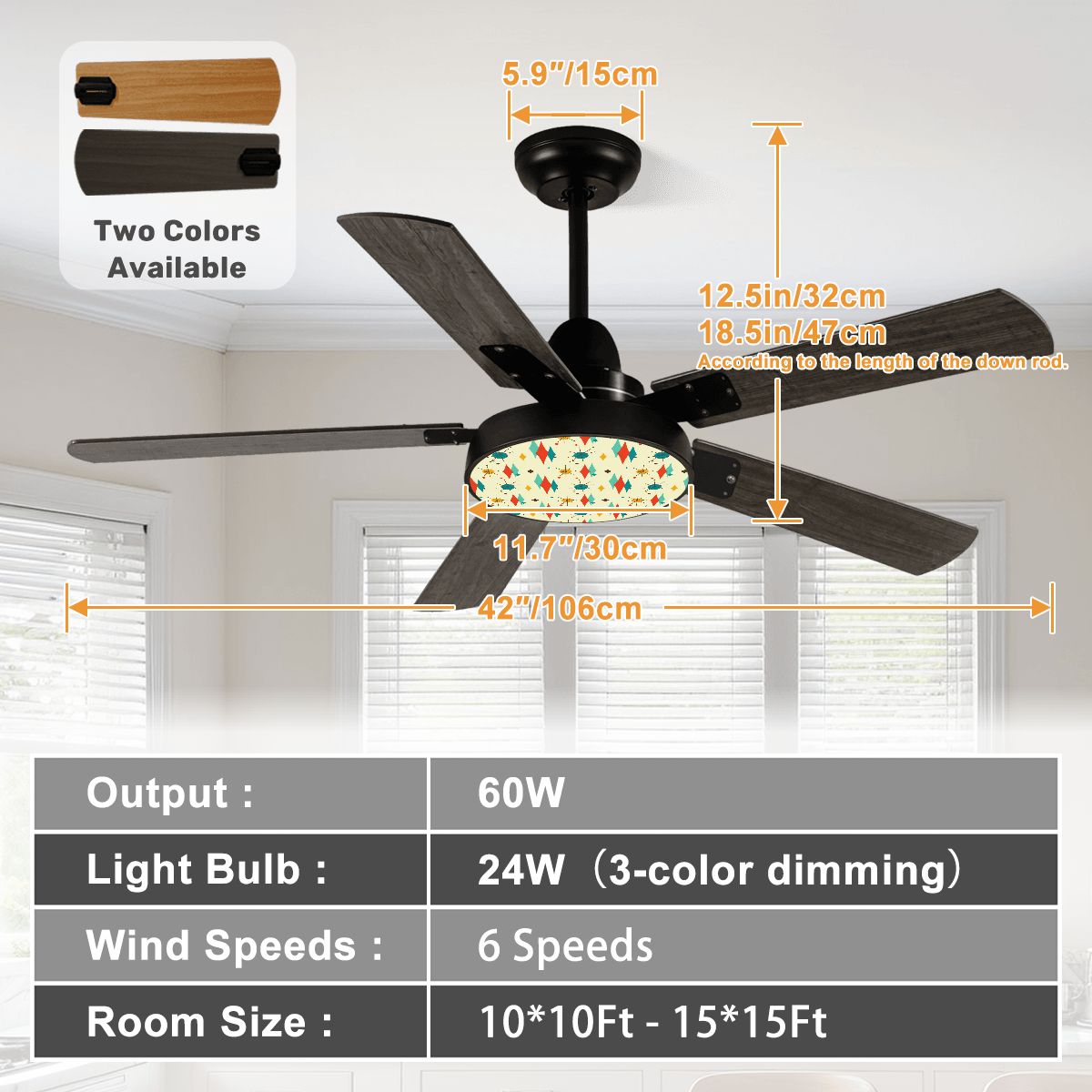 Kate McEnroe New York Retro 50s Vintage Franciscan Diamond Starburst Ceiling Fan with LightCeiling FansNTPp3ru9SZ