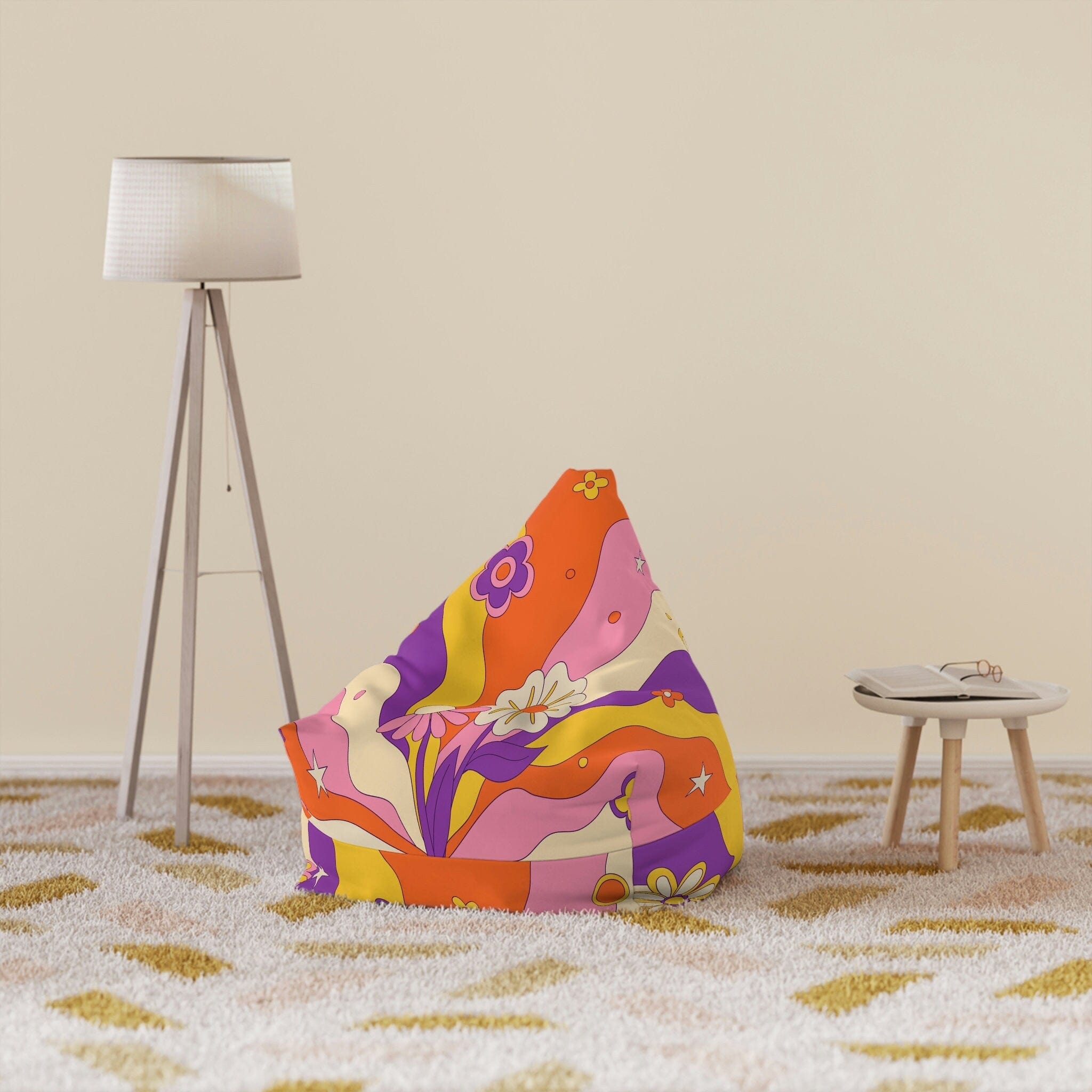 Kate McEnroe New York Retro 60s, 70s Hippie Groovy Boho Flower Power Bean Bag Chair Cover for Teens and AdultsBean Bag Chair Covers79003475126222432617