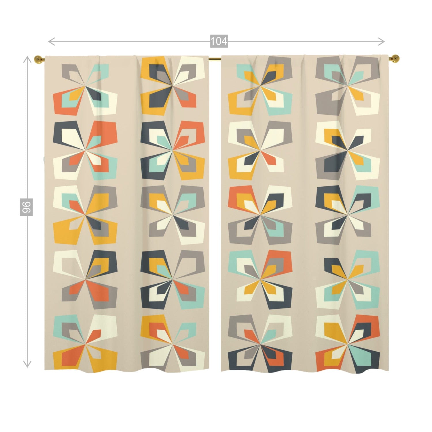 Kate McEnroe New York Retro 60s 70s Mid Century Modern Geometric Window Curtain (two panels)Window Curtains98803