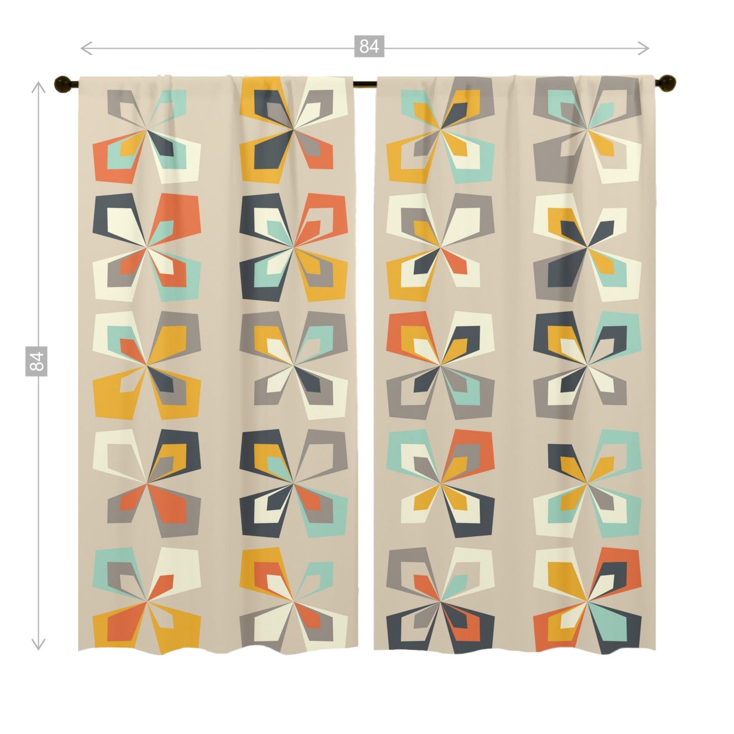 Kate McEnroe New York Retro 60s 70s Mid Century Modern Geometric Window Curtain (two panels)Window Curtains98803