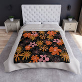 Kate McEnroe New York Retro 60s, 70s Rainbow Hippie Sun Floral Crushed Velvet BlanketBlankets13823639838318497540