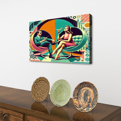 Kate McEnroe New York Retro 60s Cocktail Party Canvas Wall Art, Mid Century Modern Swanky Mod Lounge DecorCanvas Wall ArtPDrsvoQNK4