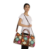 Kate McEnroe New York Retro 60s Floral Duffel Bag, Mid Century Modern Groovy Flower Power WeekenderDuffel Bags11088600371309506605