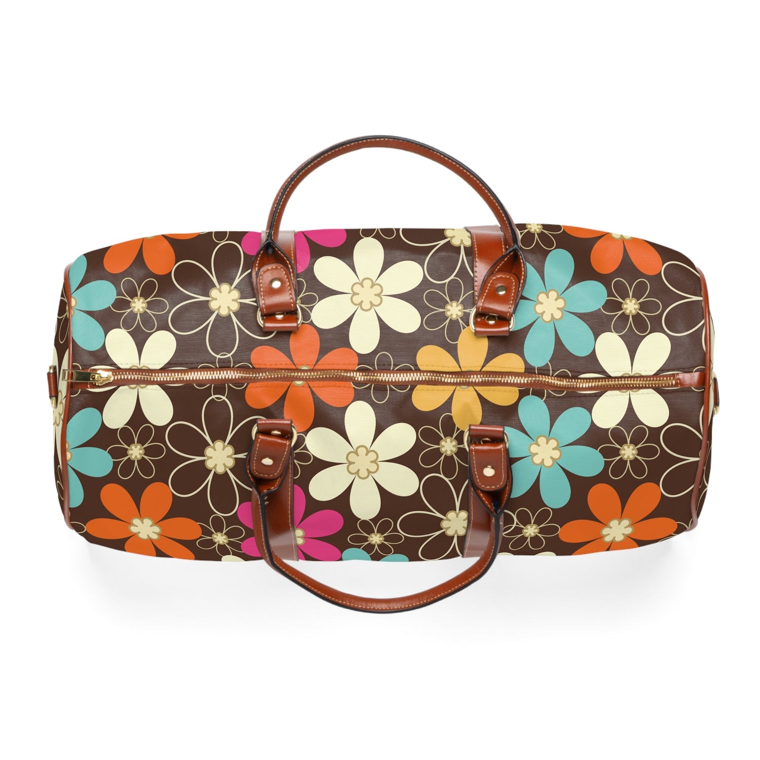 Kate McEnroe New York Retro 60s Floral Duffel Bag, Mid Century Modern Groovy Flower Power WeekenderDuffel Bags11088600371309506605