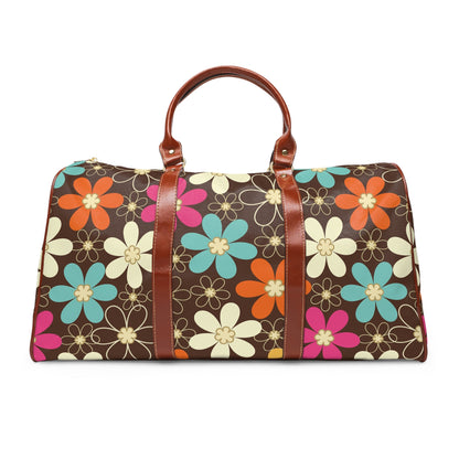 Kate McEnroe New York Retro 60s Floral Duffel Bag, Mid Century Modern Groovy Flower Power WeekenderDuffel Bags11088600371309506605
