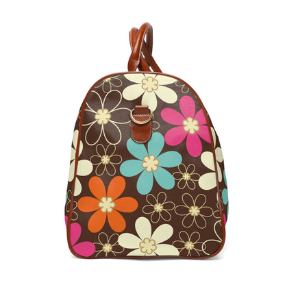 Kate McEnroe New York Retro 60s Floral Duffel Bag, Mid Century Modern Groovy Flower Power WeekenderDuffel Bags11088600371309506605