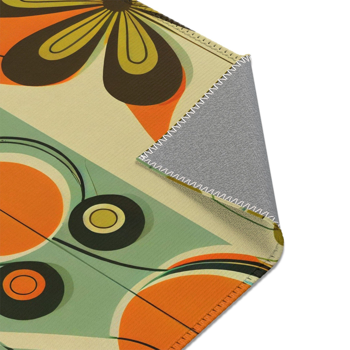 60s Retro Rugs Retro 60s Mid Mod Daisy Area Rug, MCM Geometric Accent Rug, Mid Centur ...