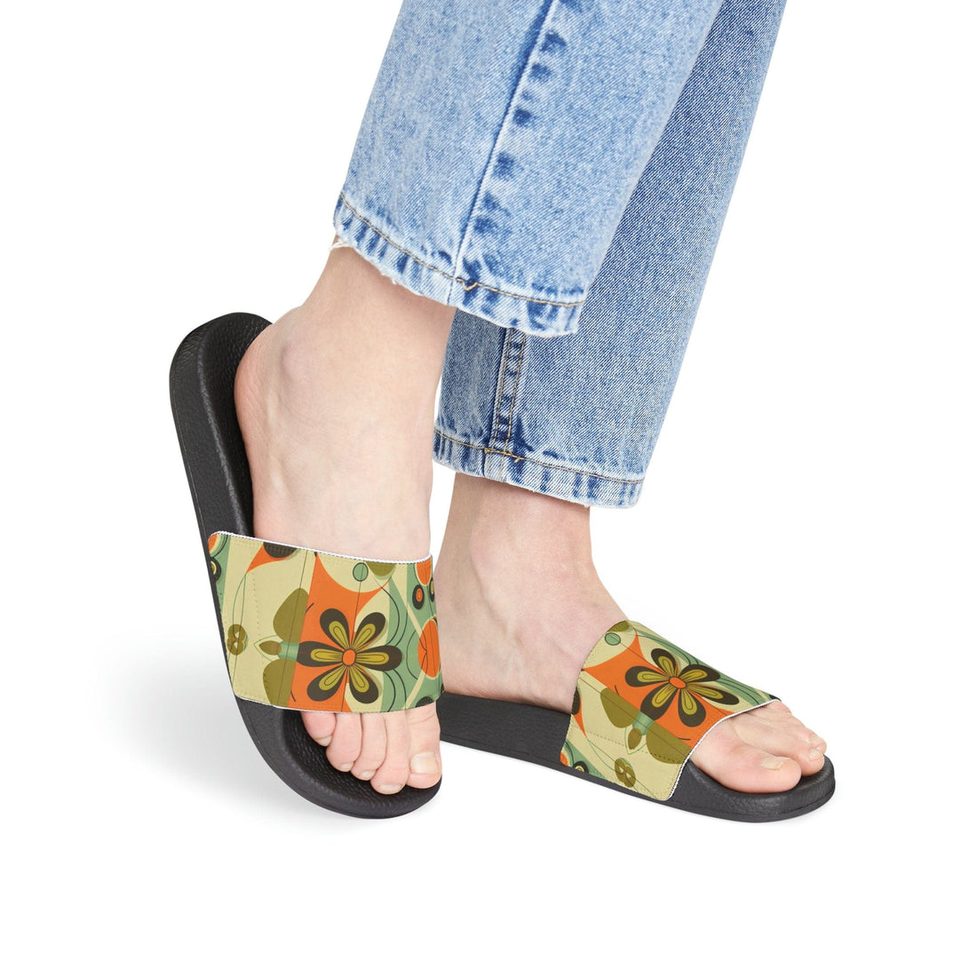 Kate McEnroe New York Retro 60s Mid Mod Daisy Flower Power Slides, Mid Century Modern Groovy Hippie Slide Sandals, Perfect Holiday Stocking Stuffer - 125881523Sandals39336962514534661299