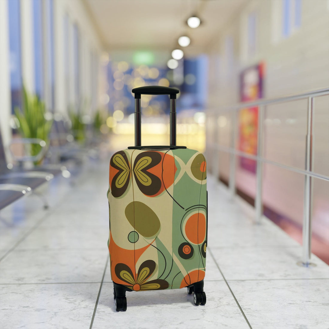 Kate McEnroe New York Retro 60s Mid Mod Daisy Luggage Cover, Mid Century Modern Groovy Hippie Suitcase protector Luggage Covers 21&