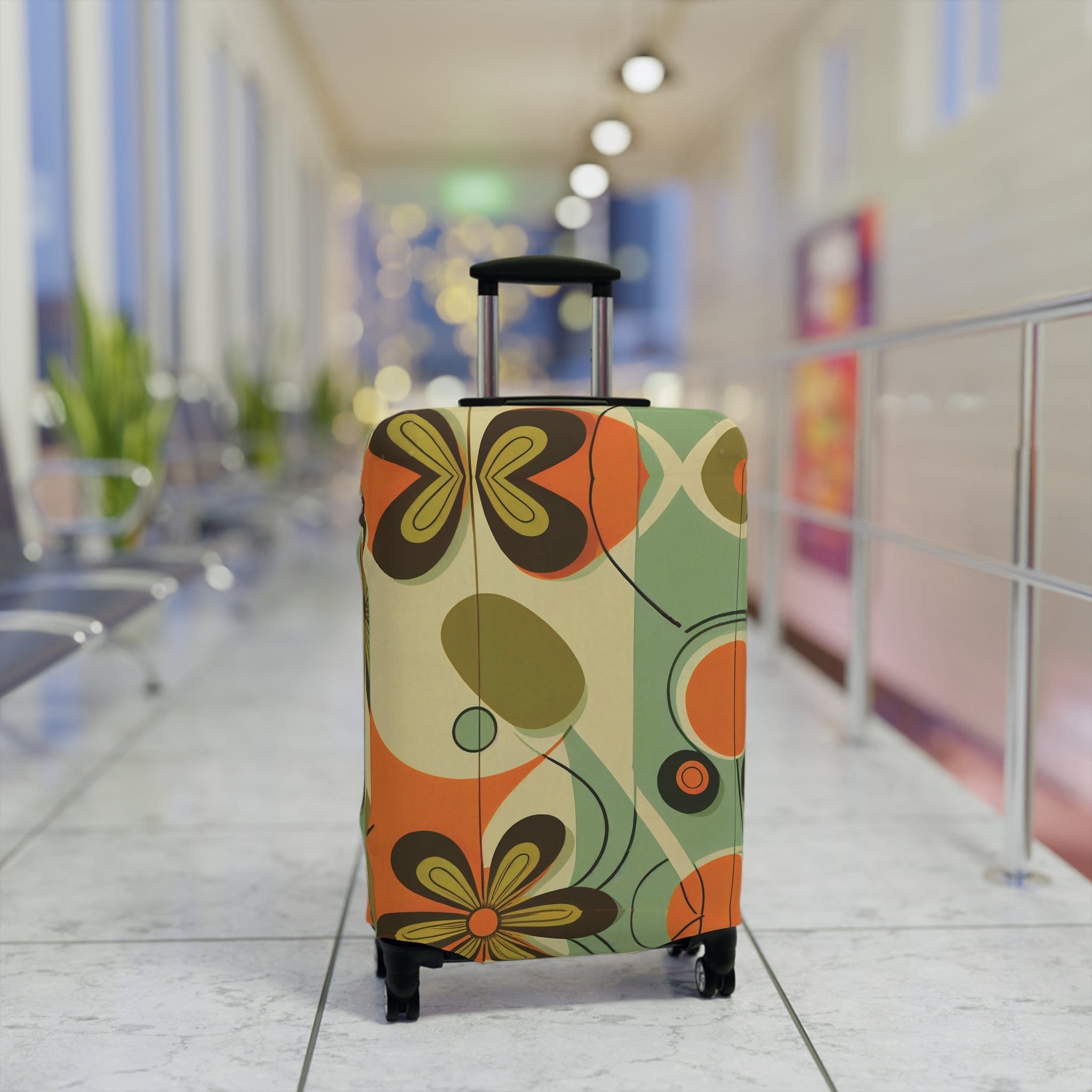 Kate McEnroe New York Retro 60s Mid Mod Daisy Luggage Cover, Mid Century Modern Groovy Hippie Suitcase protector Luggage Covers 25&