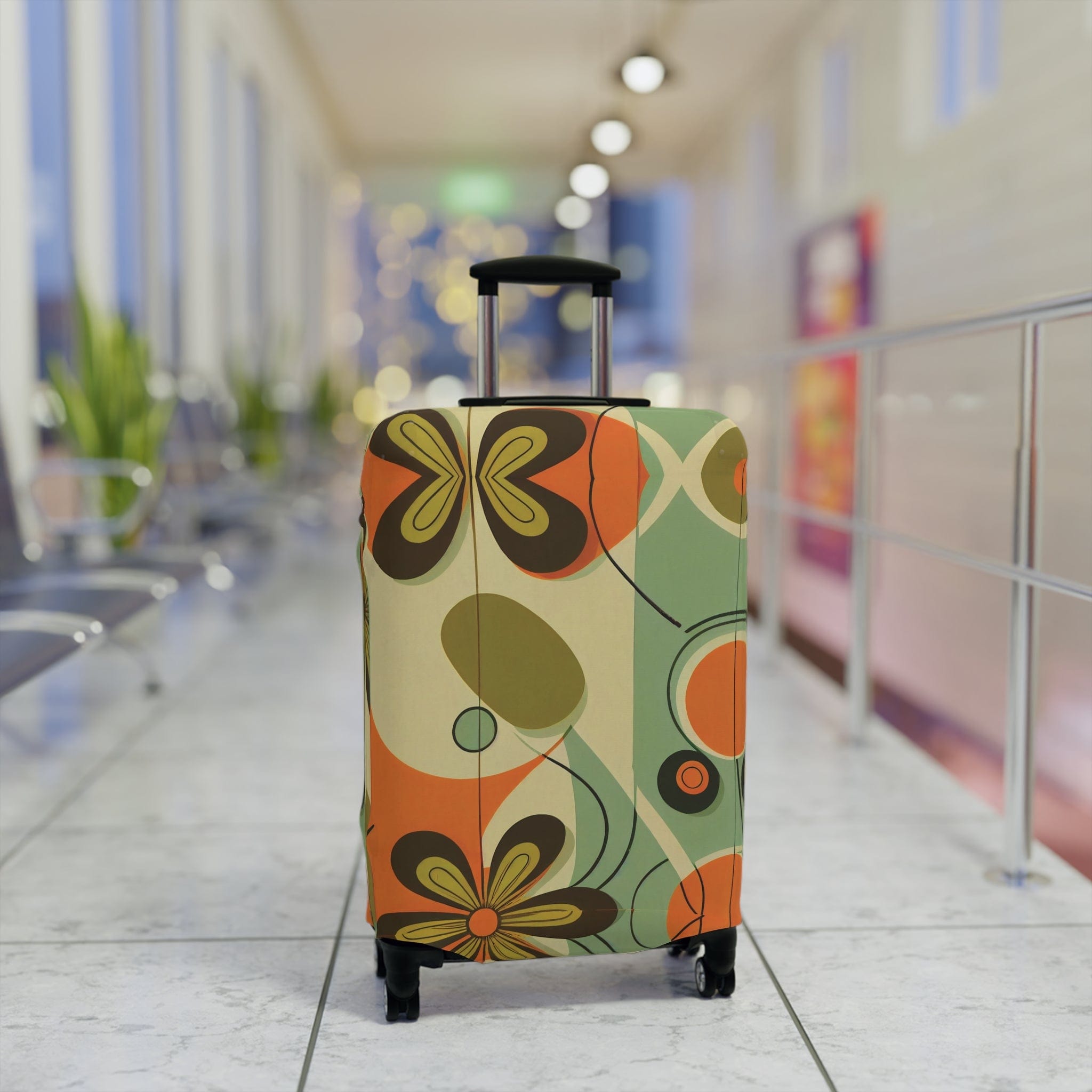 Kate McEnroe New York Retro 60s Mid Mod Daisy Luggage Cover, Mid Century Modern Groovy Hippie Suitcase protectorLuggage Covers81318561568175230884