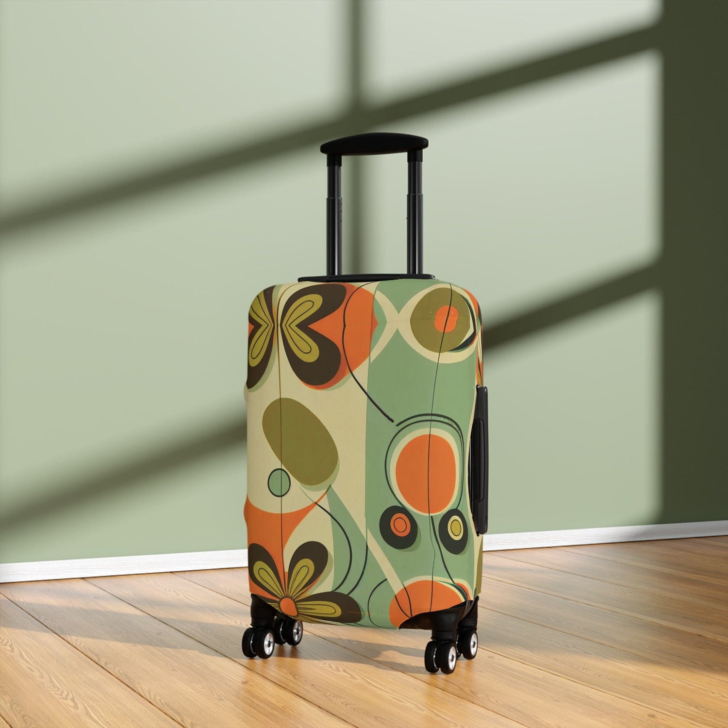 Kate McEnroe New York Retro 60s Mid Mod Daisy Luggage Cover, Mid Century Modern Groovy Hippie Suitcase protectorLuggage Covers81318561568175230884