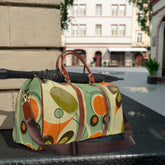 Kate McEnroe New York Retro 60s Mid Mod Daisy Travel Bag, MCM Geometric Duffel Bag, Leather, Fabric Carry on Bag, Weekender Bag - 123581223Duffel Bags48667519455570585360