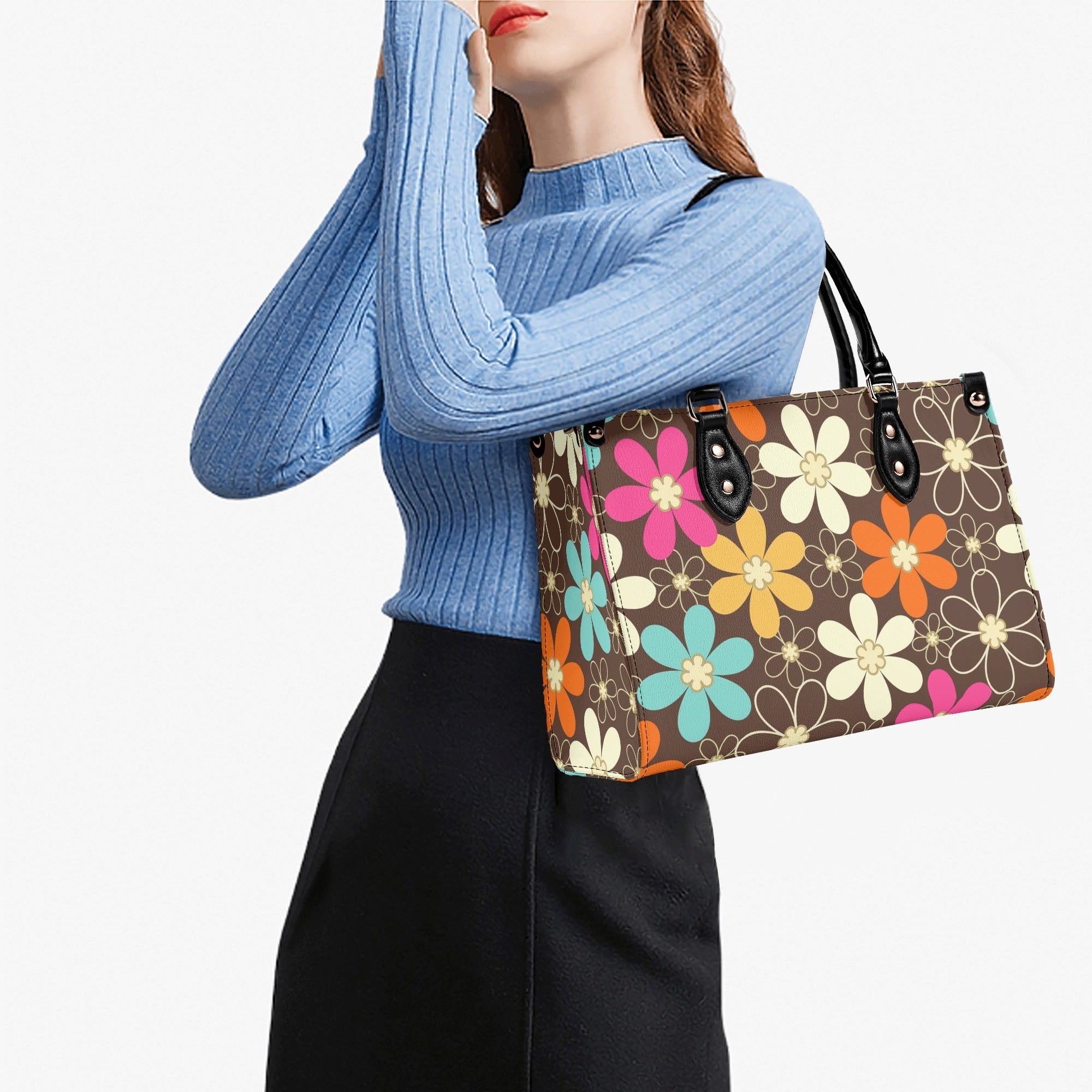 Kate McEnroe New York Retro 60s Mod Daisy Handbag, Mid Century Modern Floral Groovy Mod PurseHandbagsWE9VO86W - 1