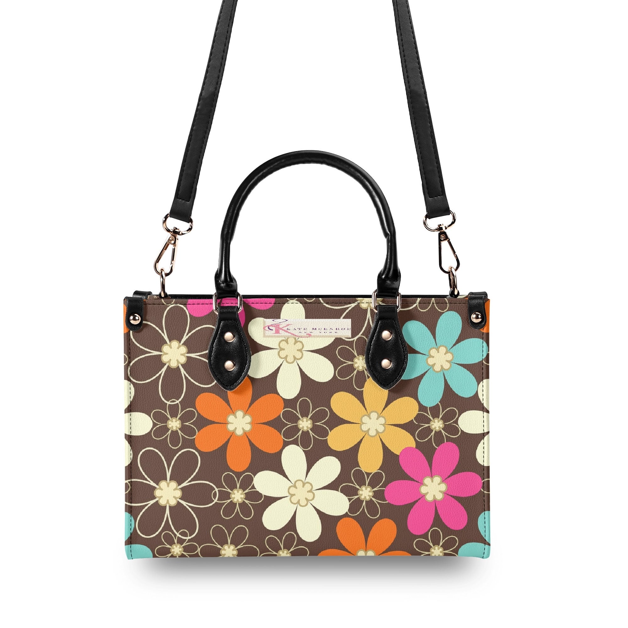 Kate McEnroe New York Retro 60s Mod Daisy Handbag, Mid Century Modern Floral Groovy Mod PurseHandbagsWE9VO86W - 1